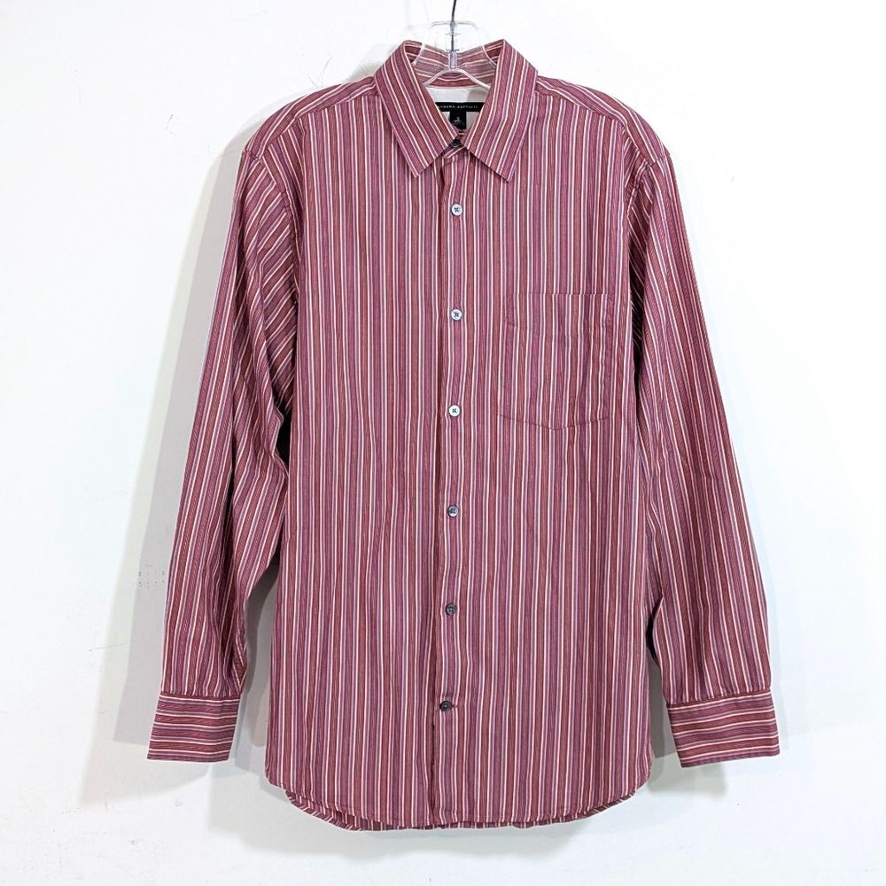 Banana Republic Striped Button Down Shirt - Size Small Mens S - Brick Red Cream